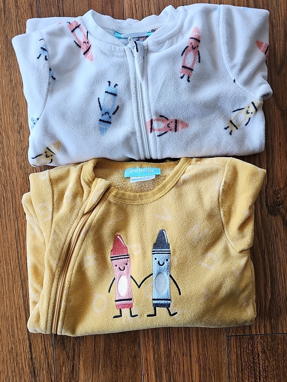 pekkle Kids' Yellow Crayon Fleece Pajama - Cozy Zip Sleep Sack